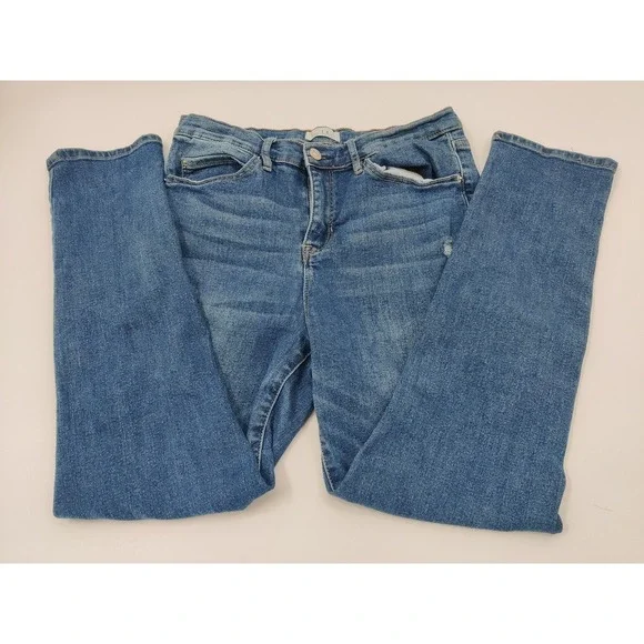 nicole miller Soho High Rise Skinny Crop Blue Distressed Jeans Women's Sz‎ 8 - Picture 2 of 12